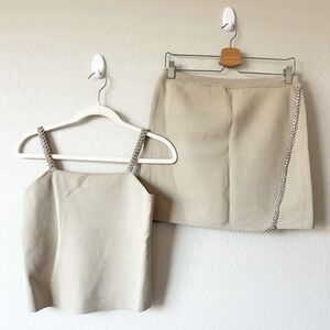 House of Harlow 1960 Womens Chic Slinky Knit Club Going Out Mini‎ Skort Set M